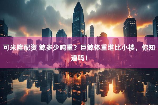 可米隆配资 鲸多少吨重？巨鲸体重堪比小楼，你知道吗！